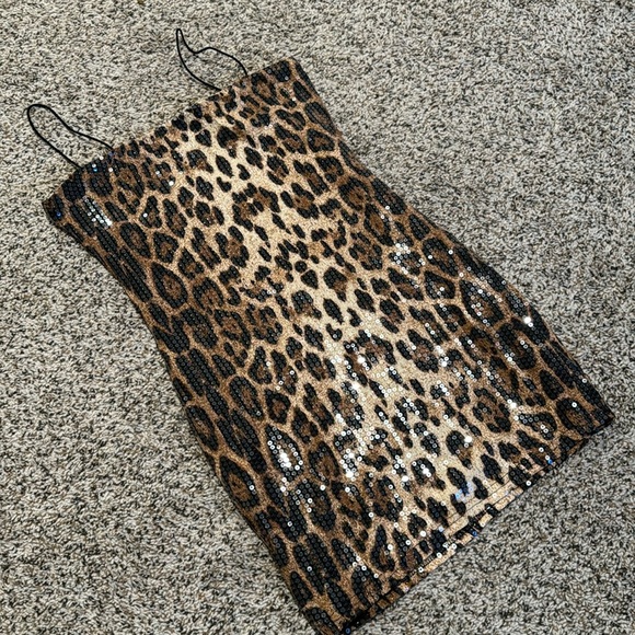 Leopard sequin cami dress - Picture 3 of 6